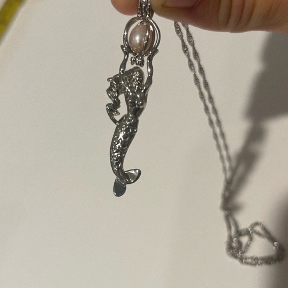 Silver Mermaid Pendant Necklace